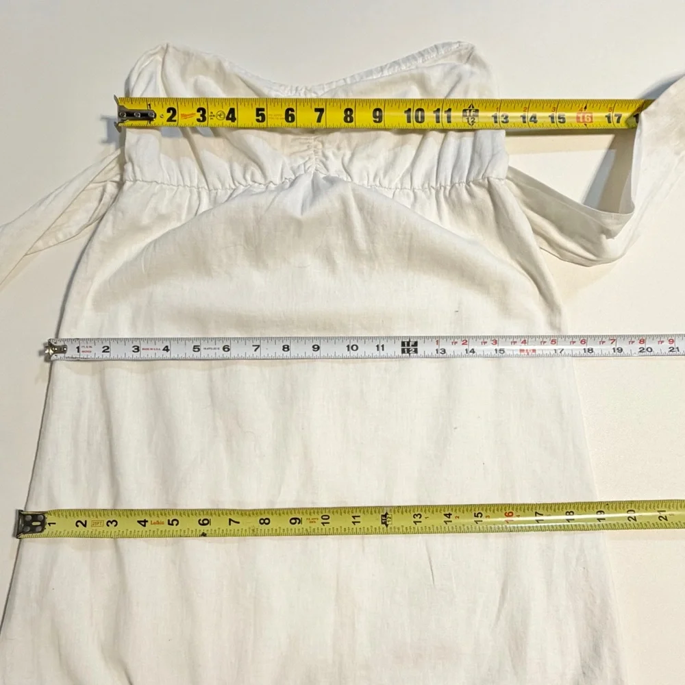 VINTAGE Tommy Bahama linen cotton‎ strapless dress long maxi smocked bow waist